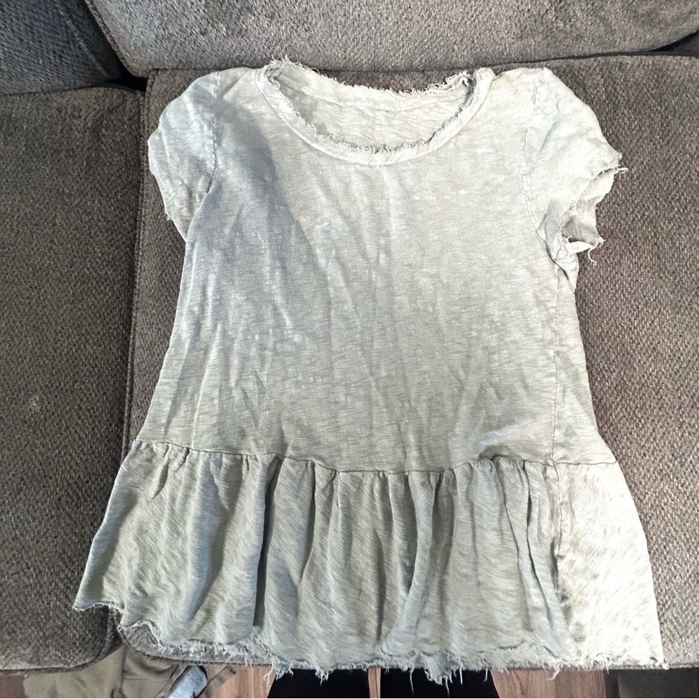Gray Short Sleeve Peplum Top